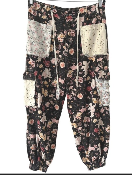 POL Pants - POL Black Floral Joggers with Pink & Yellow Accents